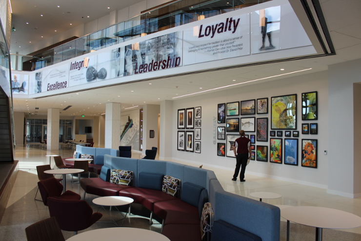 Inside ASEC is the bookstore, ballroom, mail center, and plenty of open-air study space. 