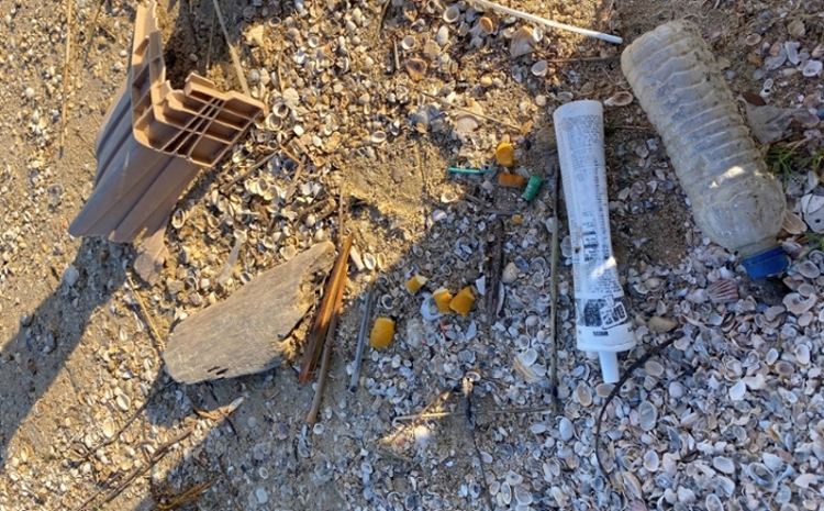 Debris Davlasheridze collected on campus' Shell Beach recently.