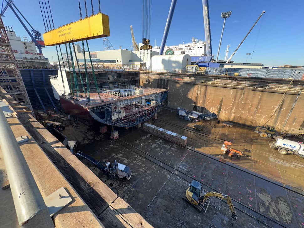 The dry dock at Philly Shipyard, which holds the contract for the NSMV program